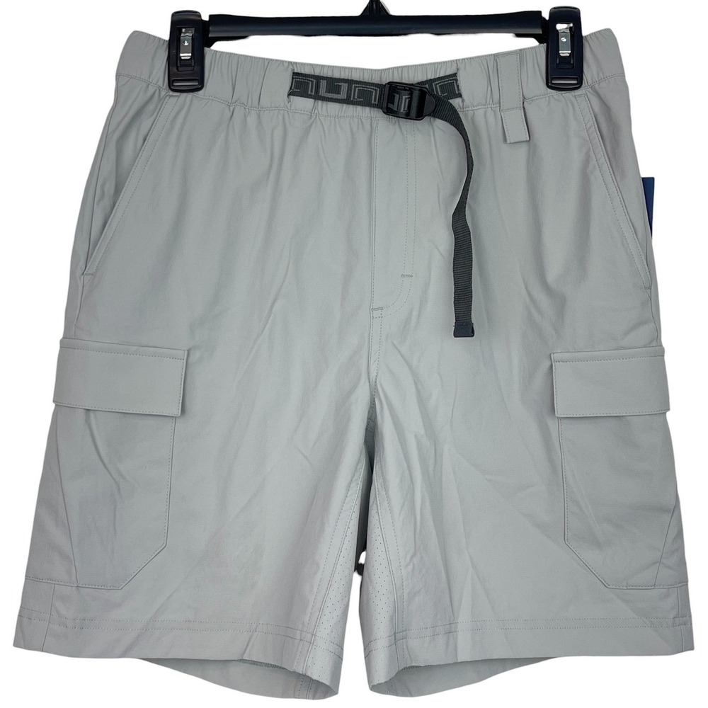 NEW Huk Creekbed Cargo Shorts Mens S Nylon Belted Wicking Fishing Hike Gray $60